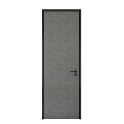 ประตูด้านนอกลายไม้ 900 มม. ประตูหน้าไม้สีดำเมทัลลิก ISO9001